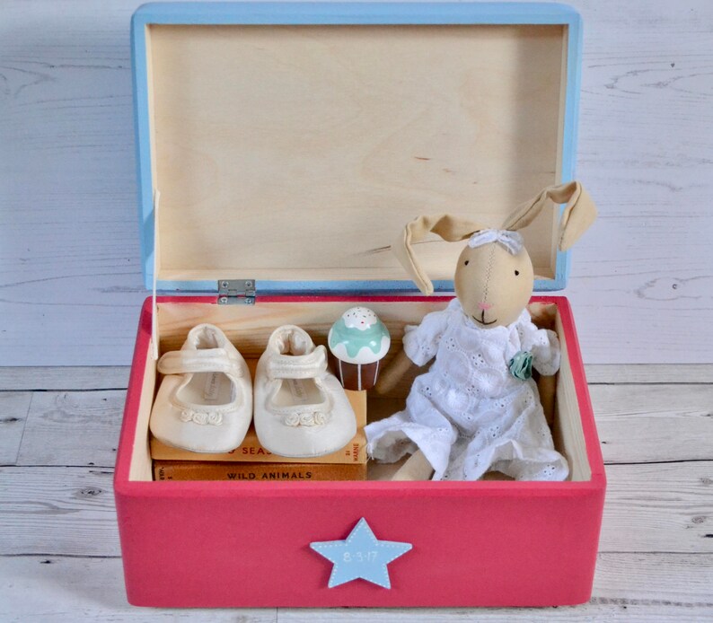 Large personalised wooden baby keepsake box memory box for Etsy