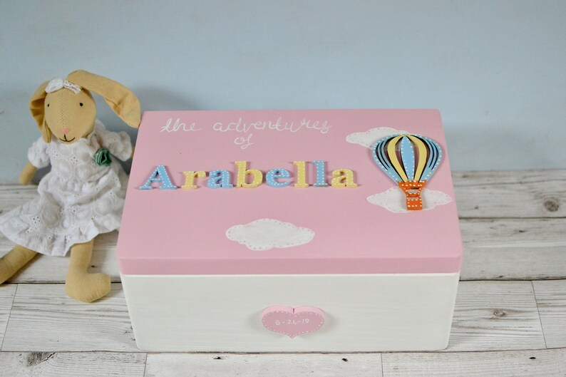 Personalised Wooden Keepsake Box Baby Girl Large Memory Box Etsy