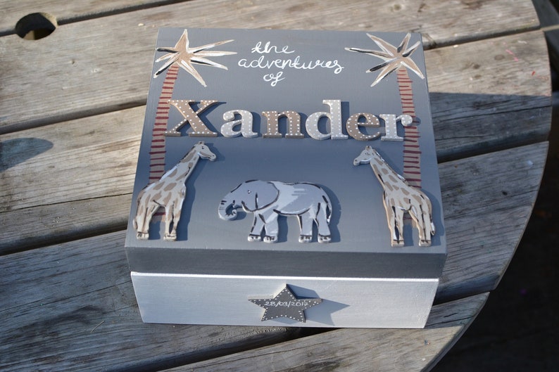 Personalised keepsake boxes for babies giraffe themed Etsy