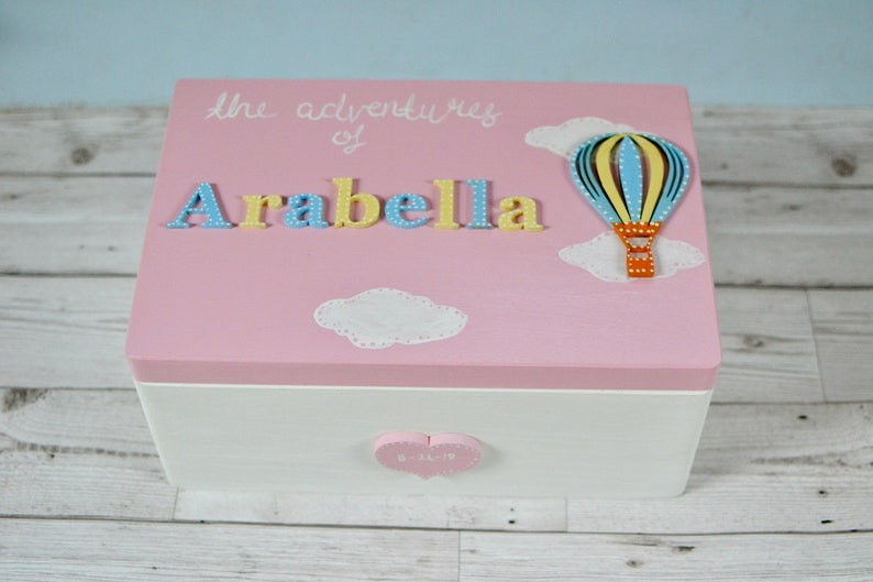 Personalised Wooden Keepsake Box Baby Girl Large Memory Box Etsy