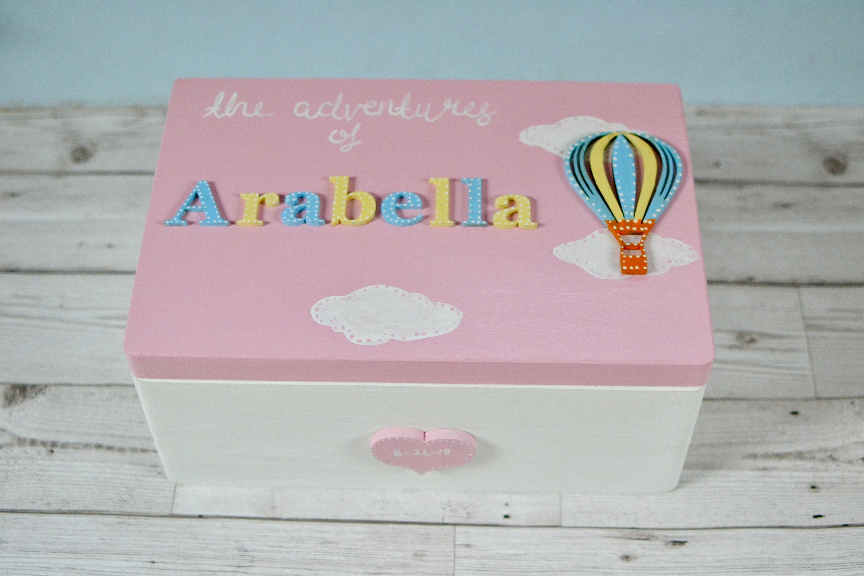 Personalised Wooden Keepsake Box Baby Girl Large Memory Box Etsy