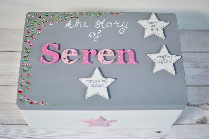 Wooden Keepsake Box Rose Design Gift Baby Girl Wooden Memory Etsy UK