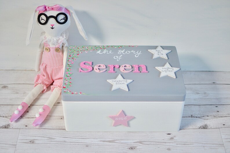 Wooden Keepsake Box Rose Design Gift Baby Girl Wooden Memory Etsy UK