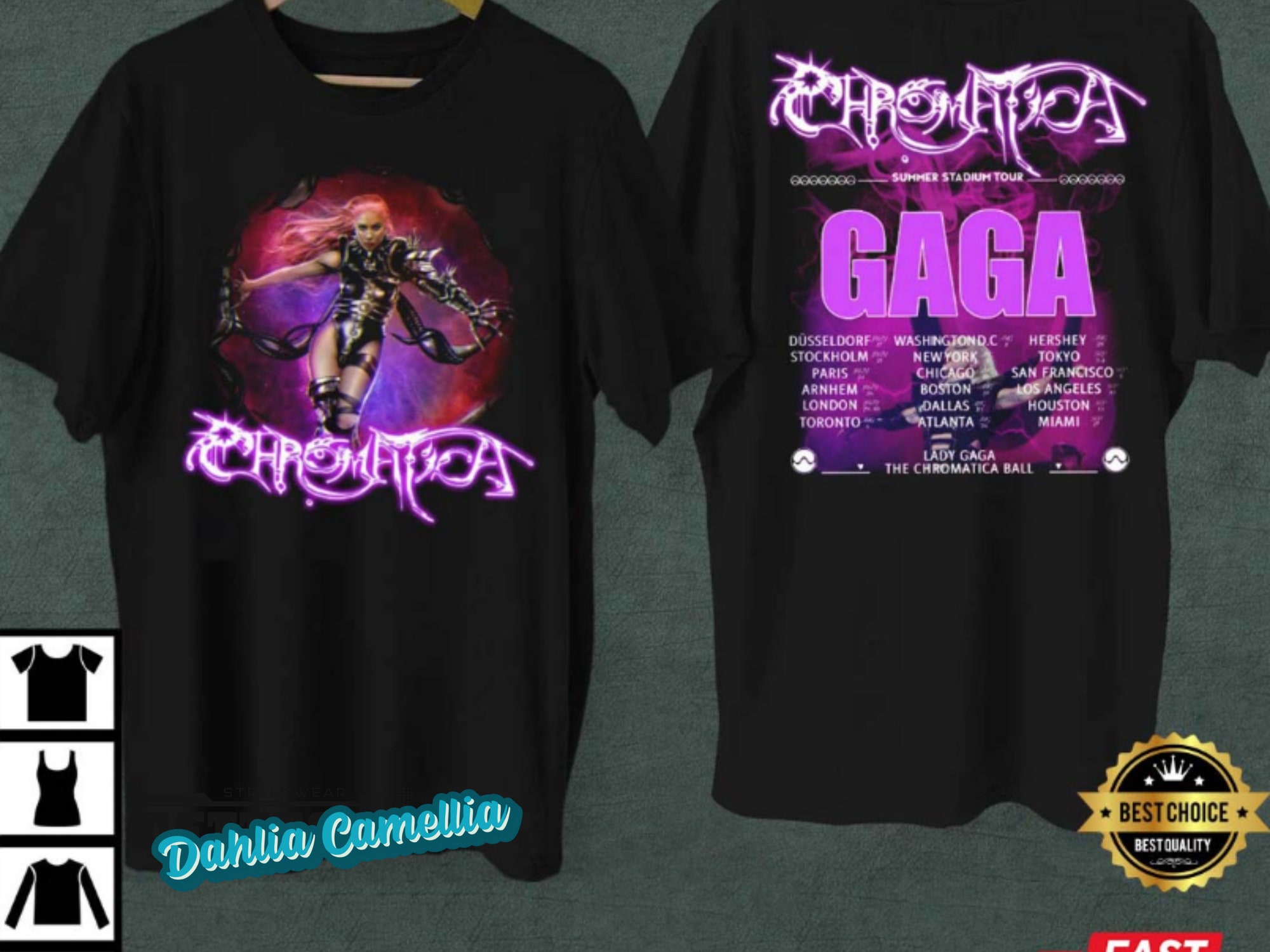 Discover Lady Gaga Tour Chromatica Ball Tour 2022 Doppelseitiges T-Shirt