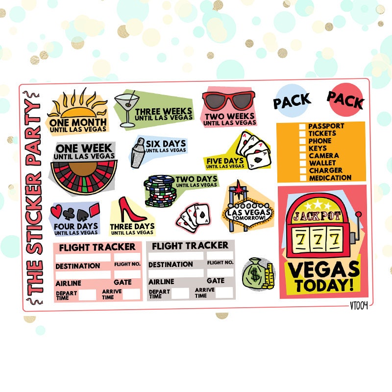 Casino Vacation Las Vegas COUNTDOWN Planner Stickers Etsy