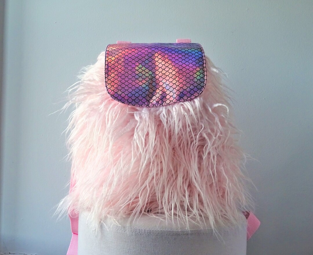 Pink Ruffled Backpack FLUFFY PINK Mini Backpack With Holographic Flap - Etsy