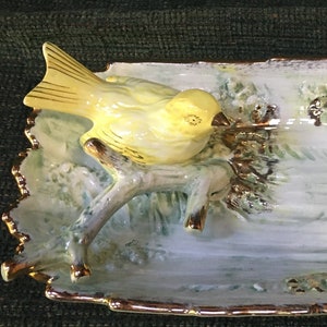 Vintage Bird and Branch hors d&#39;ouvres plate/candy dish, UCAGCO Ceramics Japan