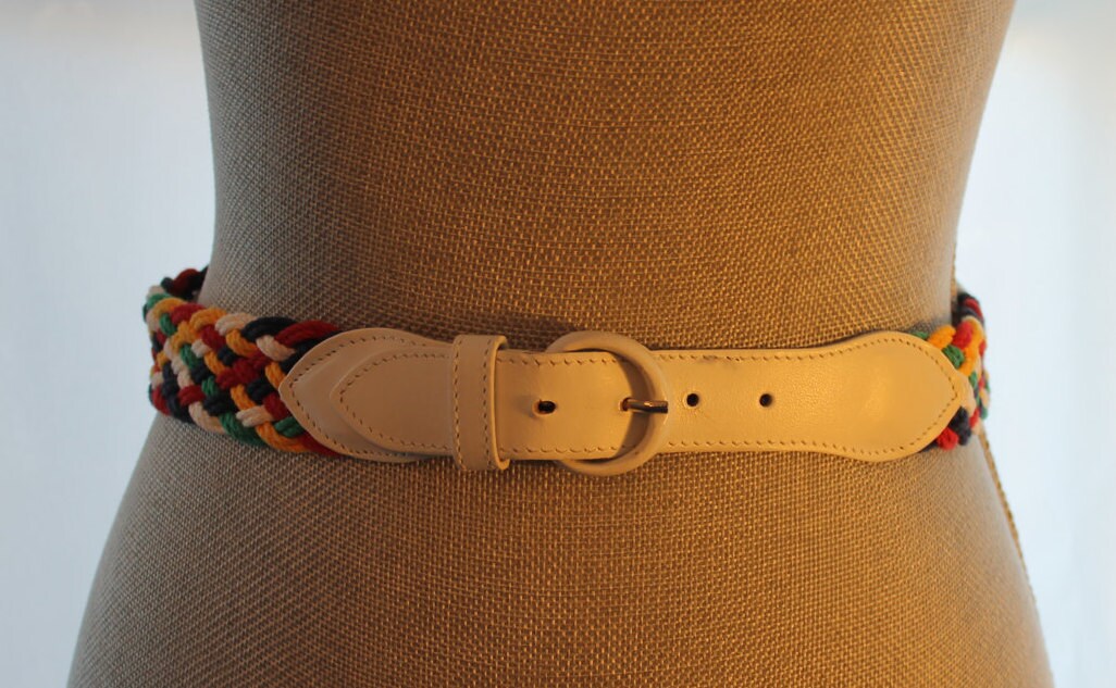Vintage Belt Hudson Bay Belt Vintage Multicolored Fabric Etsy