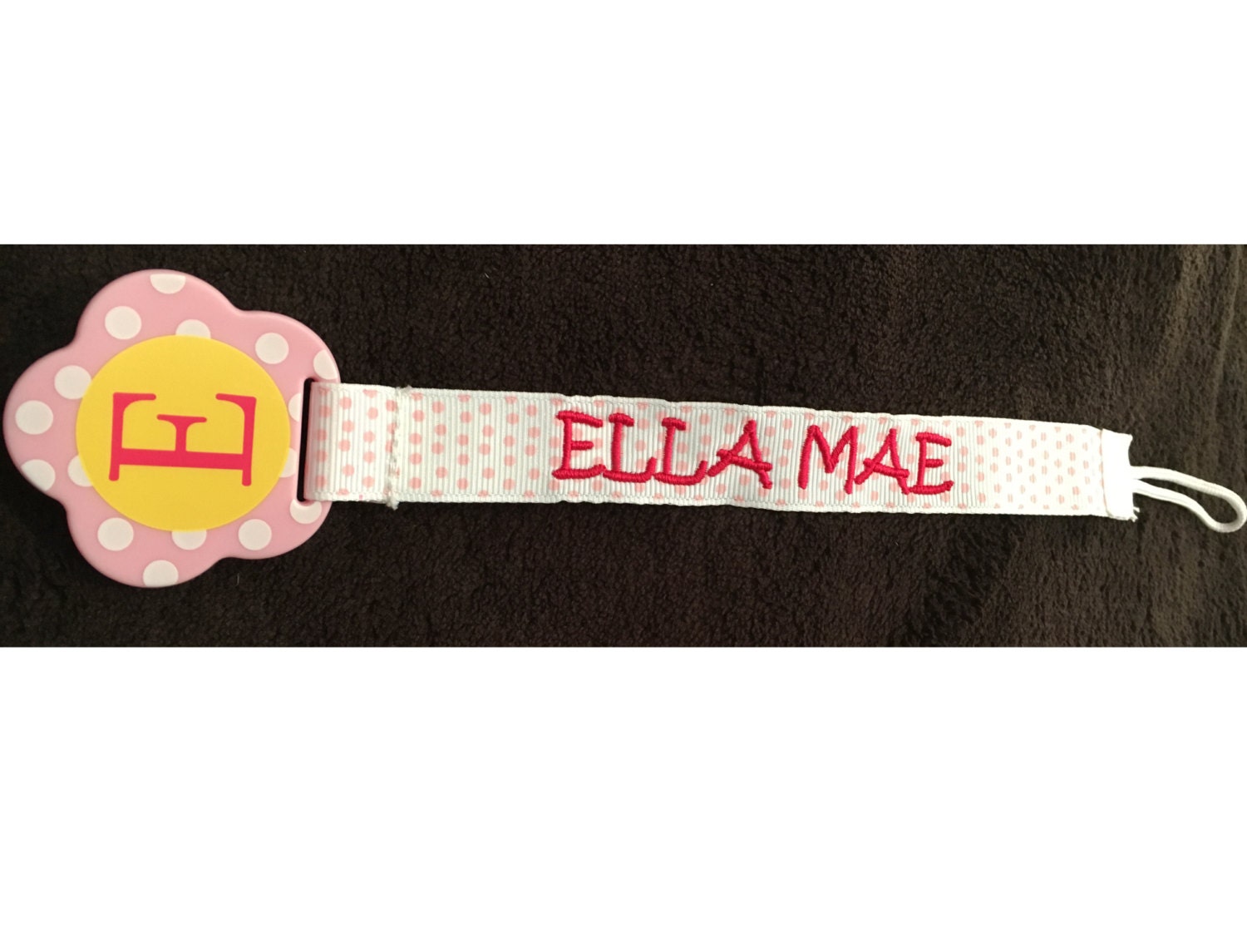 Monogram Pacifier Clip with Embroidered Name Personalized Etsy