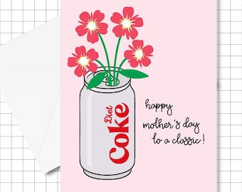 Funny Mother's Day Card: Diet Coke Vase with Flowers