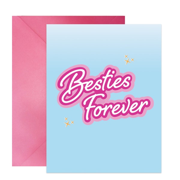 Barbie Inspired Besties Greeting Card | Besties Forever Card | BFF Card