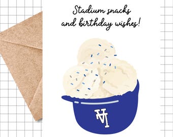 Stadium Ice Cream Helmet Birthday Card: Los Angeles Baseball Greeting Card