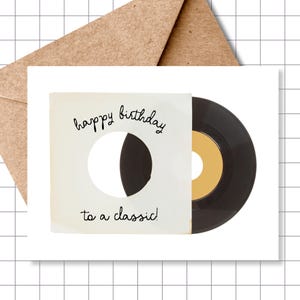 Happy Birthday to a Classic Greeting Card | Vinyl Record Retro Birthday Card | Vinyl Record Bday Card