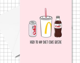 Diet Coke Birthday Card: Bestie Greeting, Soda Lover Gift