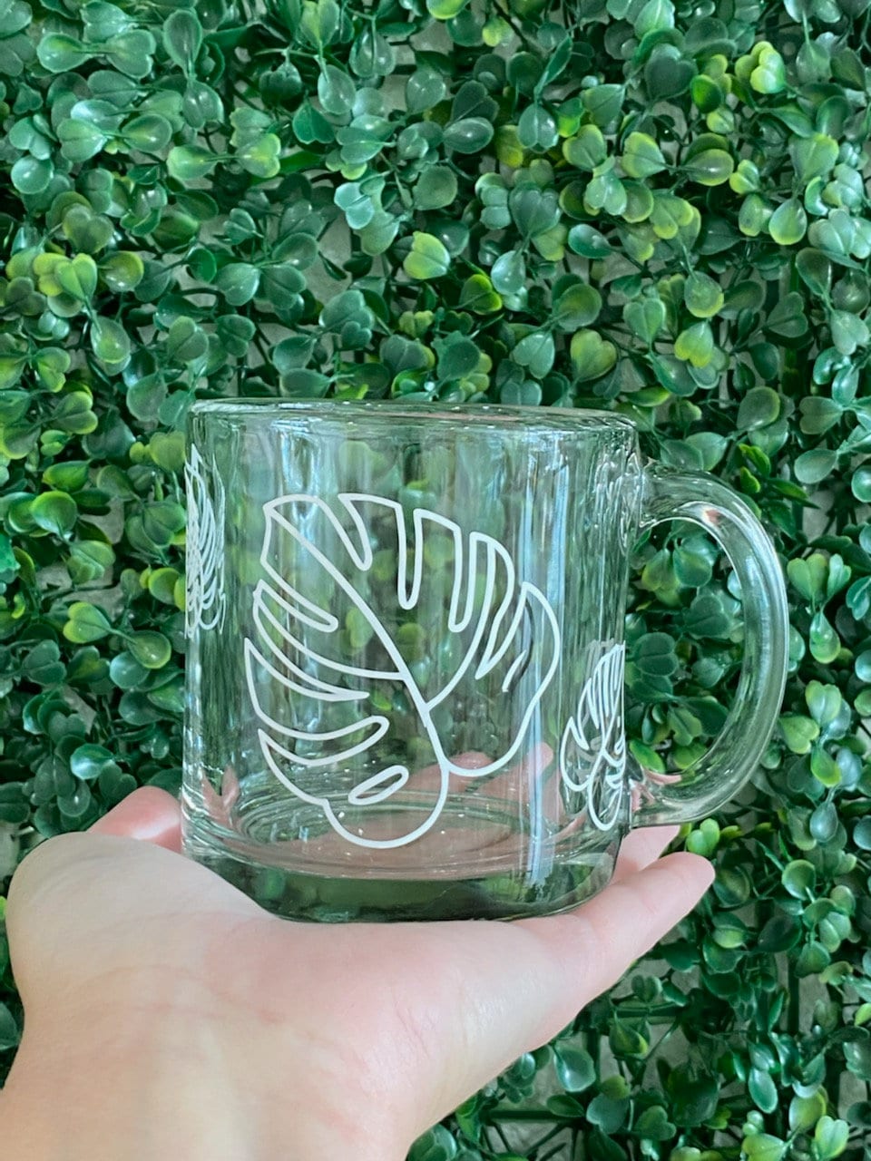 Monstera Leaf Clear Glass Mug