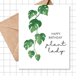 Plant Lady Birthday Card: Botanical Greeting for Plant Lovers