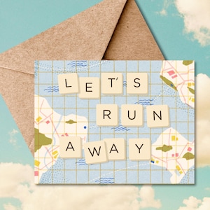 Let's Run Away Grußkarte | Liebe + Jubiläumskarte | Romantische Grußkarte