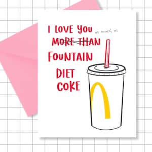 Fountain Diet Coke Greeting Card: I Love You Card