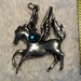 1-1/2" FLYING HORSE Green Stone Charm, Pewter Unicorn Pendant, Zipper Charm,Zipper Pull, Beading Supplies, Jewelry Crafting, Crafts 116