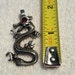 Two Inch Tall DRAGON RED EYE Charm Pewter Dragon Pendant Zipper Pull 53