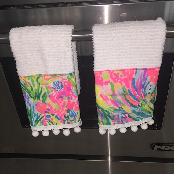 Lilly Pulitzer Fan Sea Pants Pompom Kitchen Towel Set