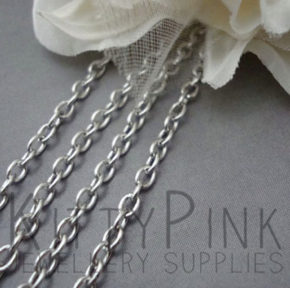 10 Metres Silver Plated Curb Jewellery Chain 3 x 2mm NICKEL FREE WHOLESALE BULK