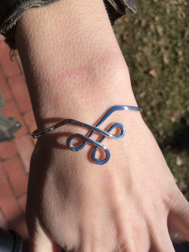 Sterling Celtic Cuff ~ Silver Celtic Lace Design Cuff Bracelet ~ Dainty Elegant Thin Wire Modern Unique