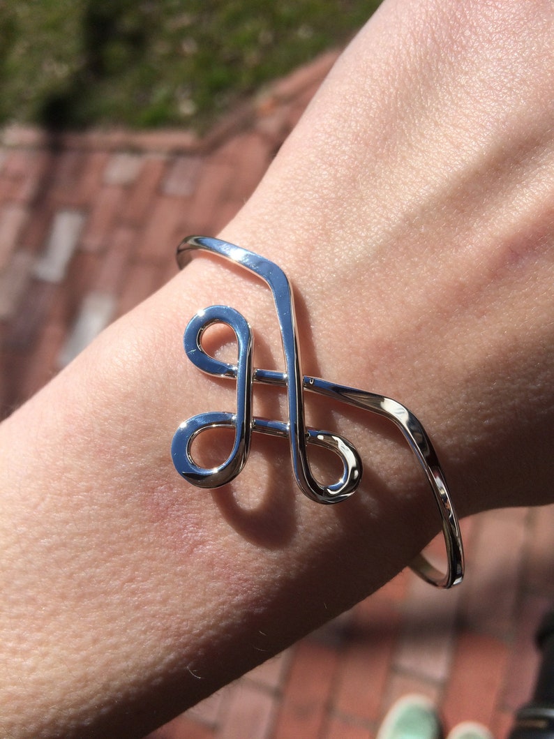 Sterling Celtic Cuff ~ Silver Celtic Lace Design Cuff Bracelet ~ Dainty Elegant Thin Wire Modern Unique