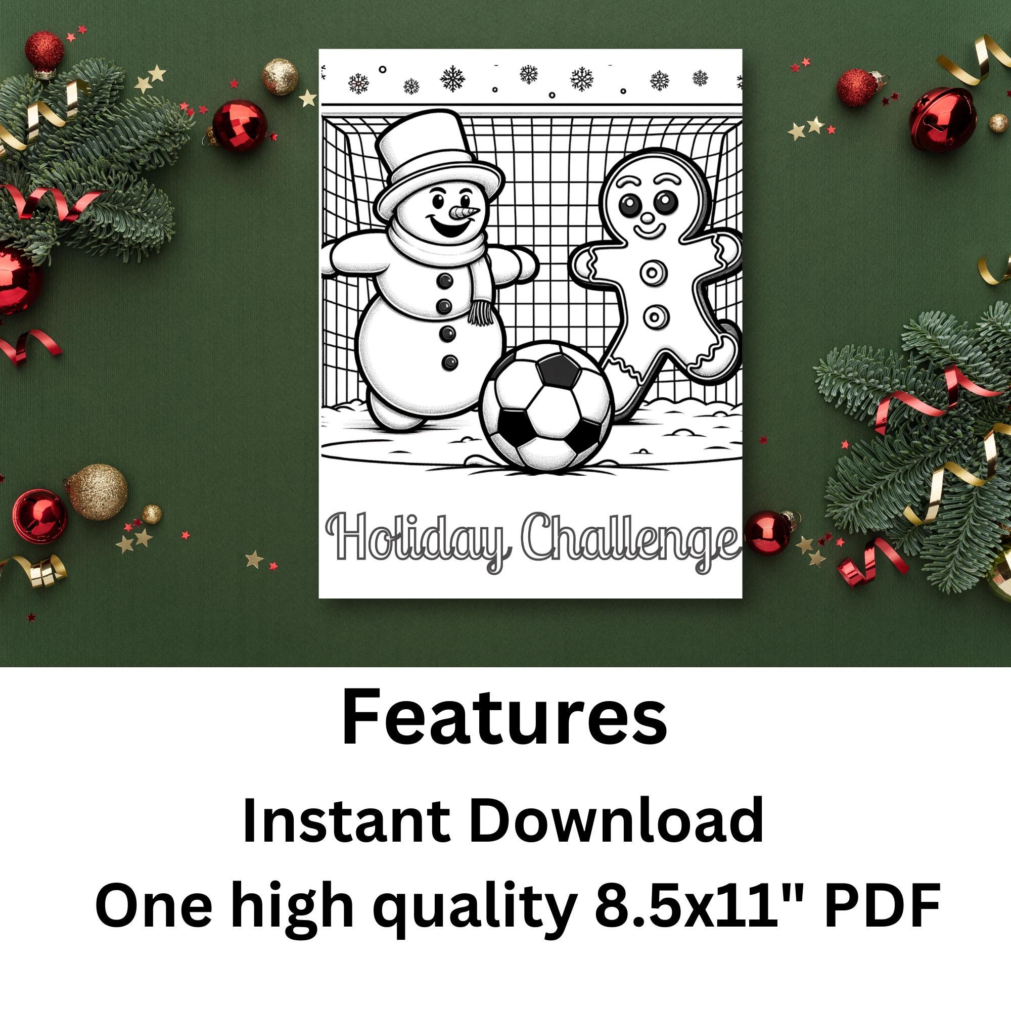 Snowman X Gingerbread Man Coloring Page, Soccer Birthday, Christmas Activity, Winter Coloring ...