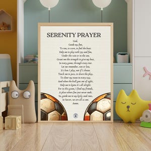 Kids Soccer Serenity Prayer Wall Art,  Soccer Prayer,  Soccer Gifts, Inspirational Soccer Poems, Soccer Poster, Soccer Decor for Bedroom