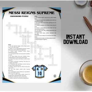 Messi Reigns Supreme Crossword Puzzle, Messi Gift, Soccer Gift, Crossword Printable, Soccer Party, Leo Messi, Soccer Trivia, Gift for Him