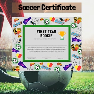 First Team Rookie Soccer Certificate Award, Soccer Award Ideas, Soccer Coach, Girls Soccer, End of Season Soccer, Participation Award