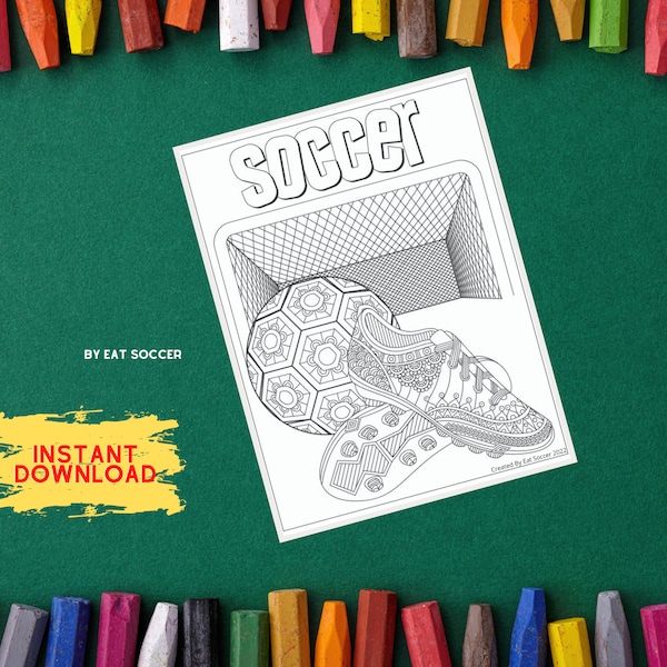 Soccer Coloring Page Etsy