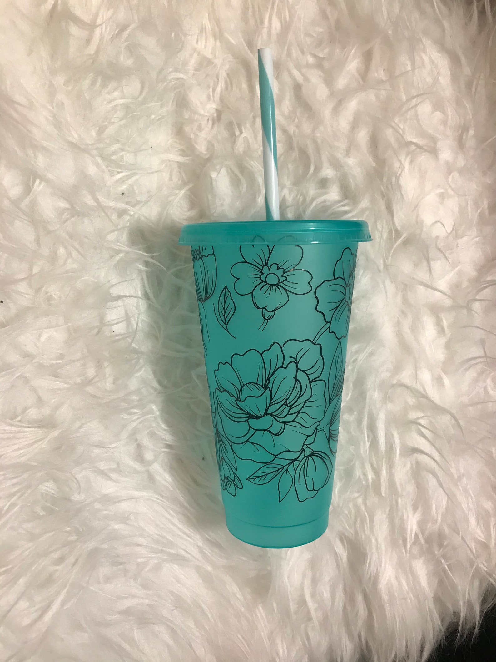 Floral Line Venti Cold Cup Etsy