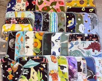 Mystery Print Flannel Cloth Wipes: Single or Double Layer