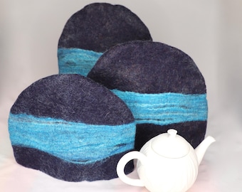 Blue Wool Tea Cozy, Navy French Press Coffee Cozy
