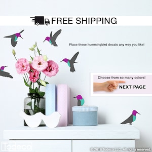 Hummingbirds Wall Decal  - Set of 6 Birds Total - Humming Bird Vinyl Wall Sticker A Todeco Product