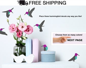 Hummingbird Wall Decal Set - Removable Vinyl Stickers