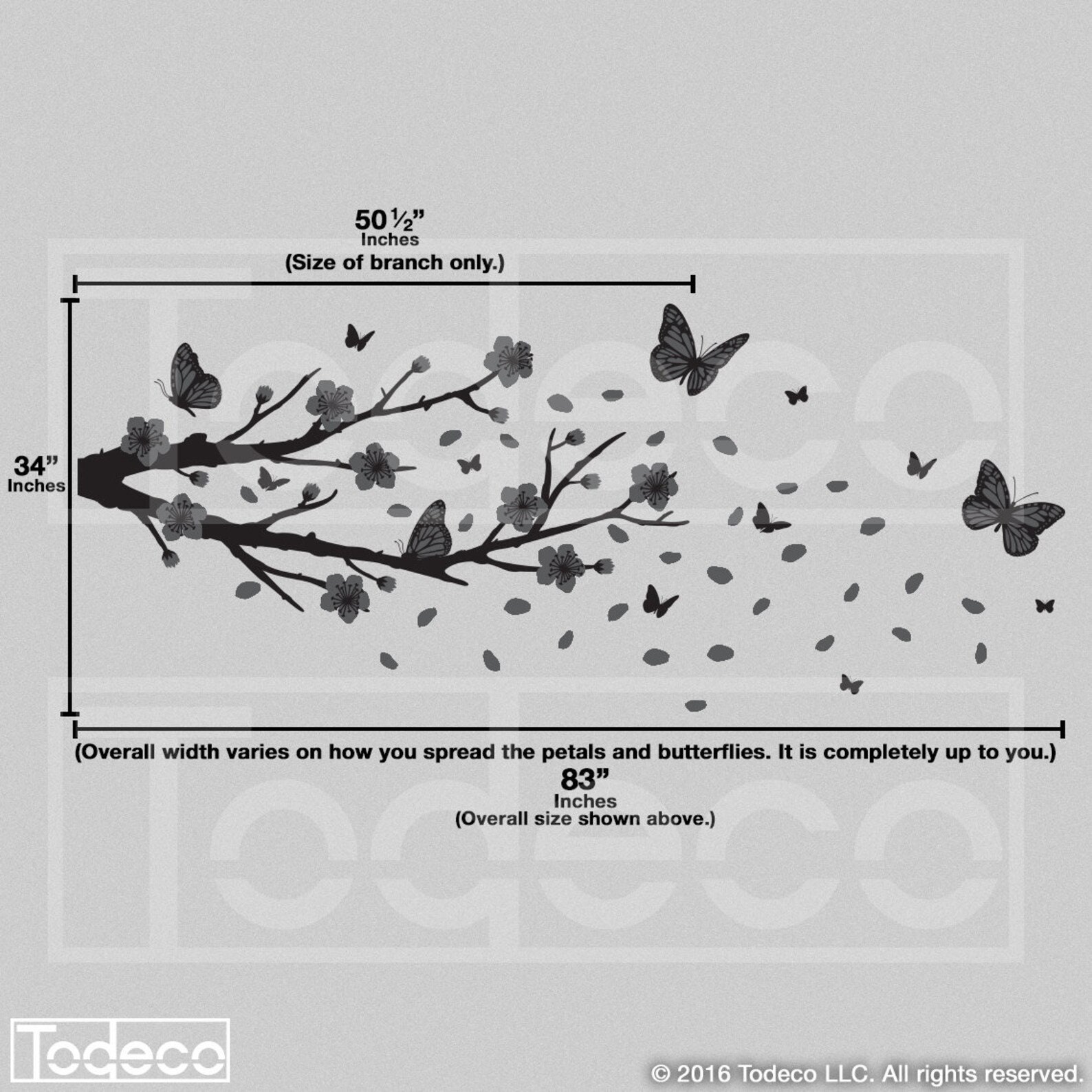 Grande Taille Papillon Fleur De Cerisier Branche D'arbre Fleur Amovible