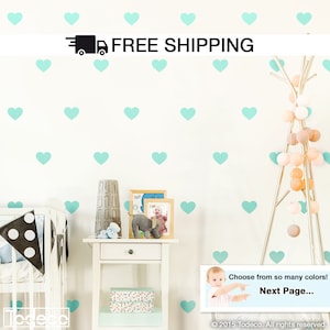 Small & Large Hearts Wall Decal Vinyl Stickers- Heart Shapes Decal For Kids Room / Baby Nursery Wall Art Heart Stickers - A Todeco Product