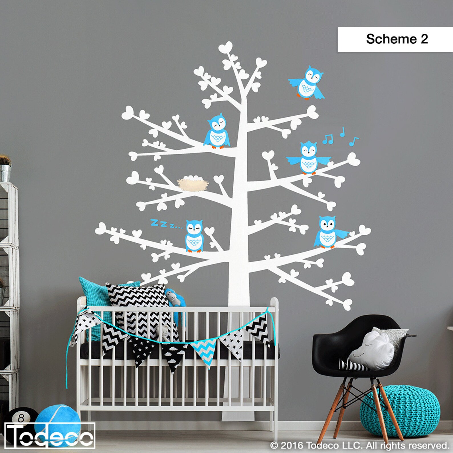 Tree Wall Decal Owls Tree Decal Owl Tree Wall Decal Nursery Etsy