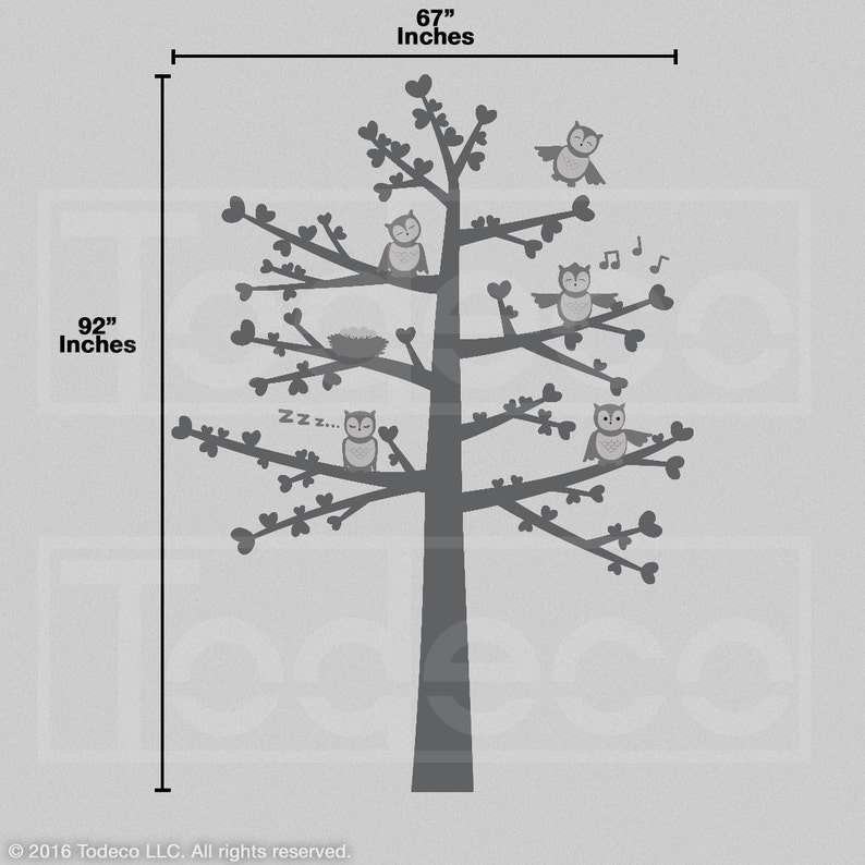 Tree Wall Decal Owls Tree Decal Owl Tree Wall Decal Nursery Etsy