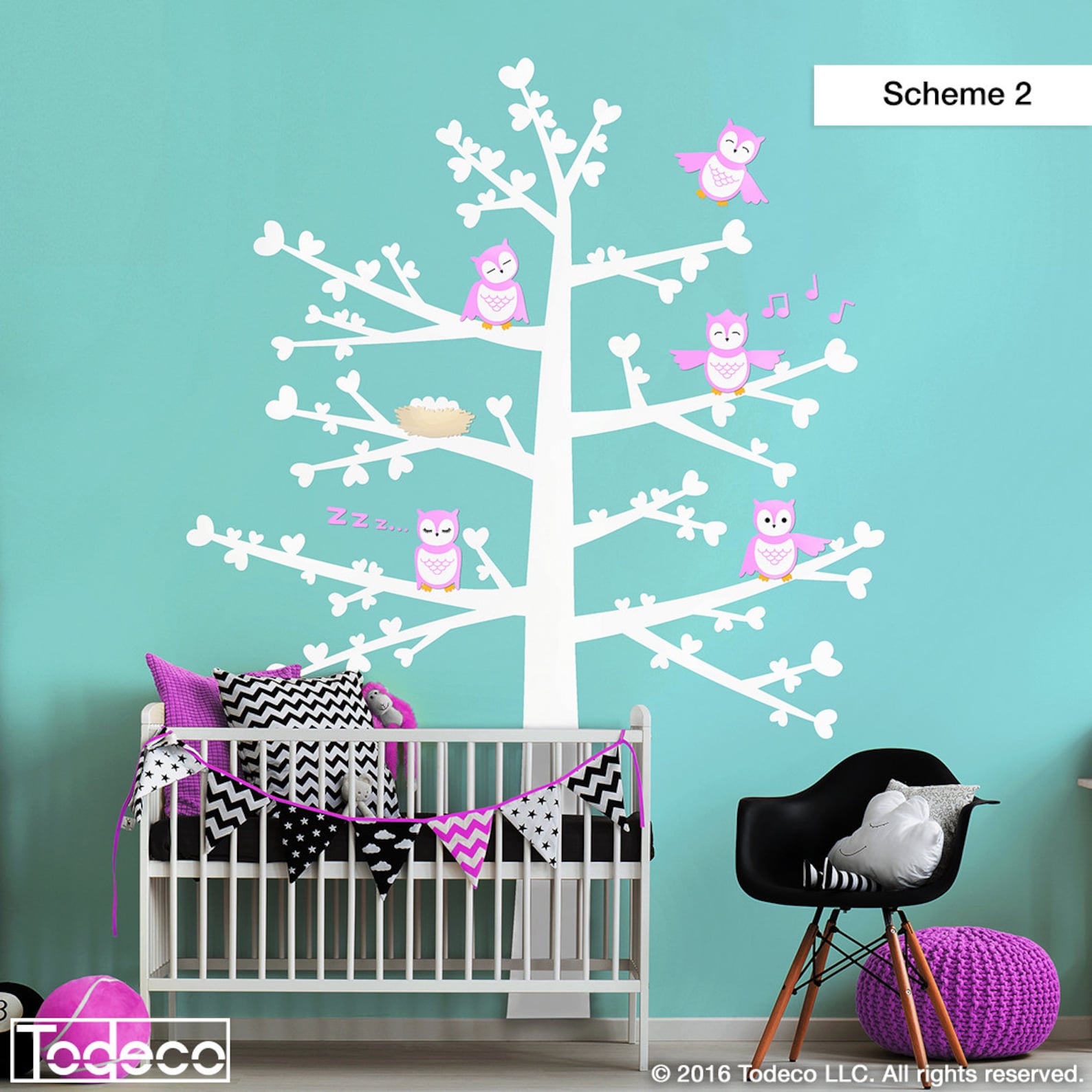 Owls Tree Decal Tree Wall Decal Owl Tree Wall Decal Nursery Etsy