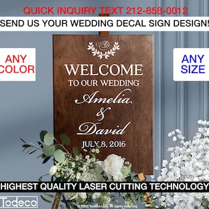 Wedding Welcome Sign, Welcome to Our Wedding Entry Sign Decal, Custom Wedding Welcome Sign, Personalized Sign Decal, Reception Entrance Sign