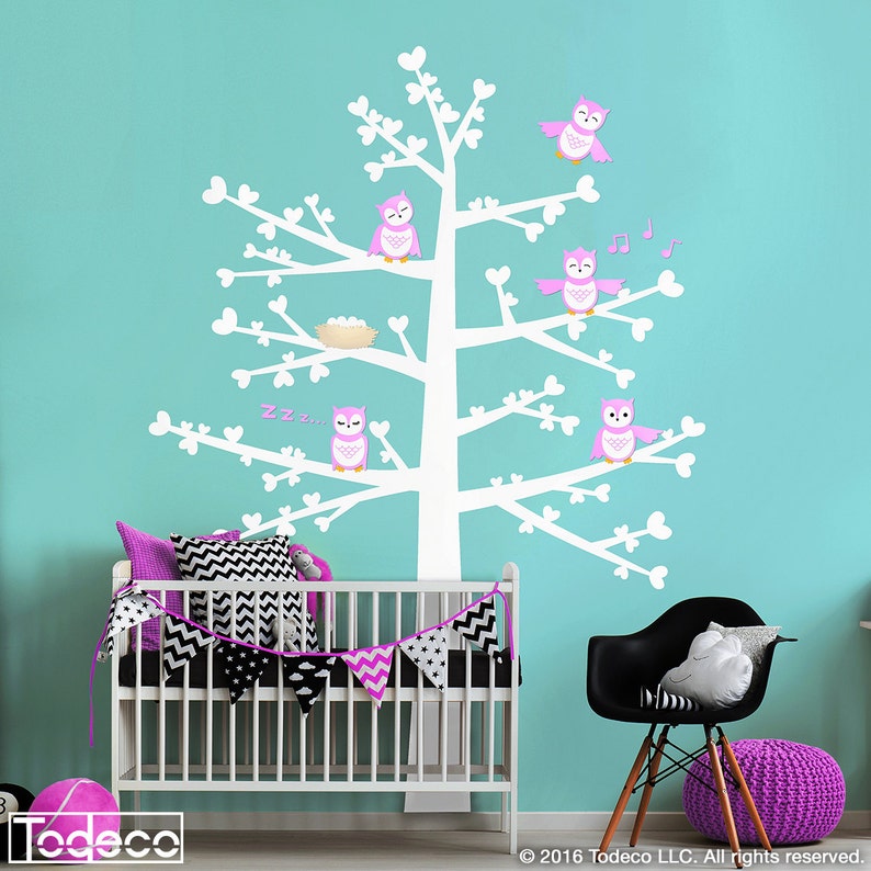 Tree Wall Decal Owls Tree Decal Owl Tree Wall Decal Nursery Etsy