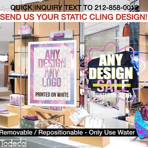 Custom Static Cling, Window Cling, Clear Cling, Storefront Window Cling, Logo Cling, Business Cling, Glass Cling, Customizable Window Cling