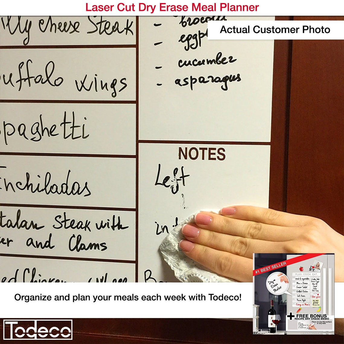 Modern Dry Erase Weekly Meal Planner: Refrigerator Menu Board + Recipe ...