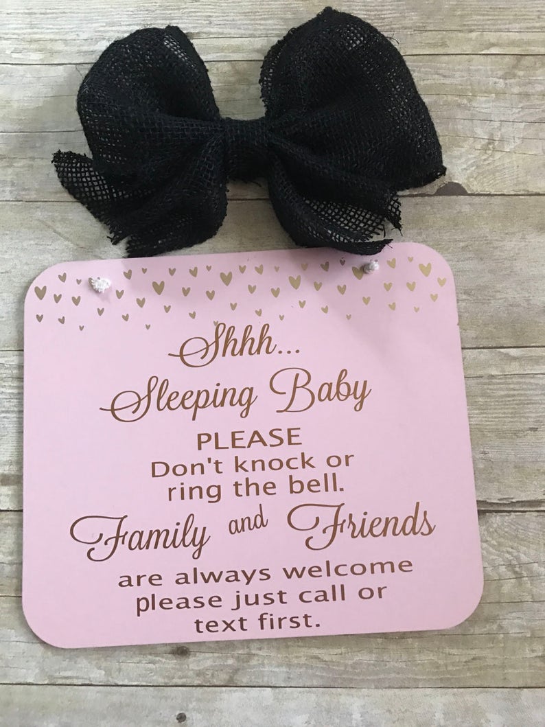 Pink /& Gold Hearts Sleeping Baby Sign
