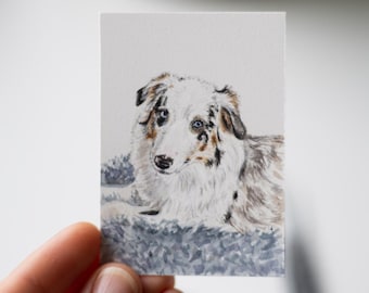 Miniature Custom Pet Portrait, Hand Painted Watercolor Miniature of my pet