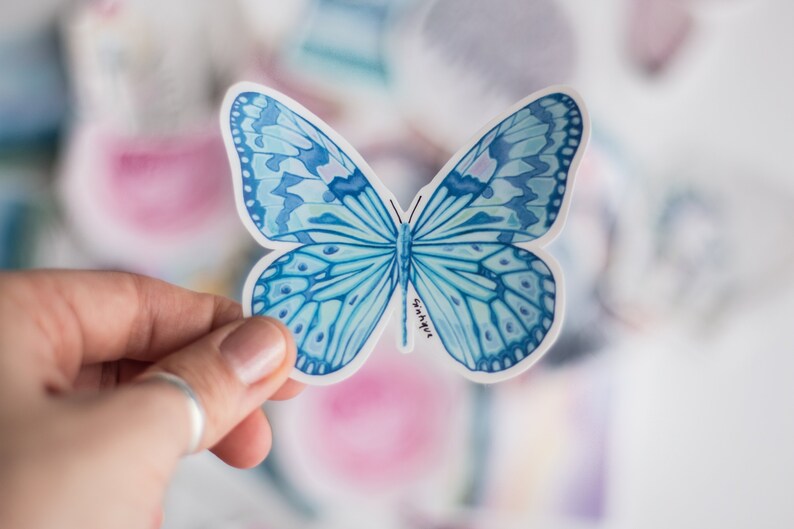 Laptop Sticker Blue Butterfly Cute Butterfly Sticker | Etsy